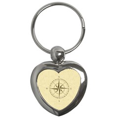 Compass Vintage South West East Key Chains (heart)  by Nexatart