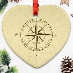 Compass Vintage South West East Heart Ornament (two Sides) by Nexatart