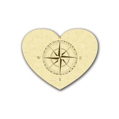 Compass Vintage South West East Rubber Coaster (heart)  by Nexatart