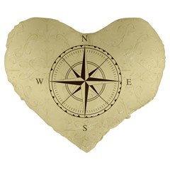 Compass Vintage South West East Large 19  Premium Heart Shape Cushions by Nexatart