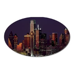 Dallas Texas Skyline Dusk Oval Magnet by Nexatart