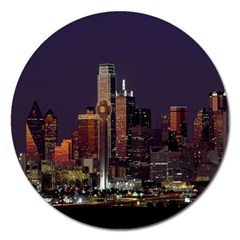 Dallas Texas Skyline Dusk Magnet 5  (round) by Nexatart