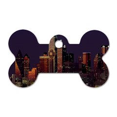 Dallas Texas Skyline Dusk Dog Tag Bone (two Sides) by Nexatart