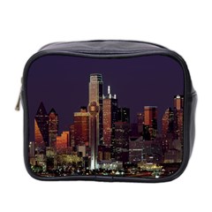 Dallas Texas Skyline Dusk Mini Toiletries Bag 2-side by Nexatart