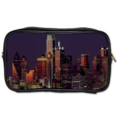 Dallas Texas Skyline Dusk Toiletries Bags by Nexatart