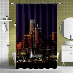 Dallas Texas Skyline Dusk Shower Curtain 48  X 72  (small)  by Nexatart