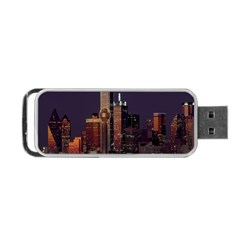 Dallas Texas Skyline Dusk Portable Usb Flash (one Side) by Nexatart