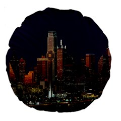 Dallas Texas Skyline Dusk Large 18  Premium Round Cushions by Nexatart