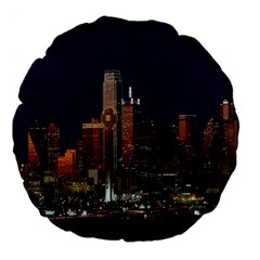 Dallas Texas Skyline Dusk Large 18  Premium Flano Round Cushions by Nexatart