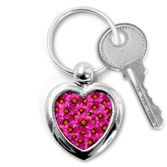 Dahlia Flowers Pink Garden Plant Key Chains (heart)  by Nexatart