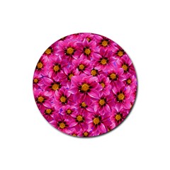 Dahlia Flowers Pink Garden Plant Rubber Coaster (round)  by Nexatart