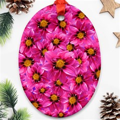 Dahlia Flowers Pink Garden Plant Oval Ornament (two Sides) by Nexatart