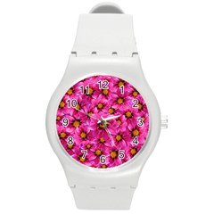 Dahlia Flowers Pink Garden Plant Round Plastic Sport Watch (m) by Nexatart