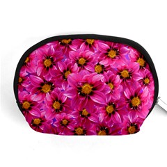 Dahlia Flowers Pink Garden Plant Accessory Pouches (medium)  by Nexatart