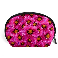 Dahlia Flowers Pink Garden Plant Accessory Pouches (large)  by Nexatart