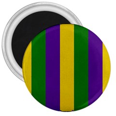 Mardi Gras Striped Pattern 3  Magnets by dflcprints