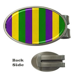 Mardi Gras Striped Pattern Money Clips (oval)  by dflcprints