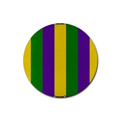 Mardi Gras Striped Pattern Rubber Round Coaster (4 Pack)  by dflcprints