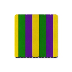 Mardi Gras Striped Pattern Square Magnet by dflcprints