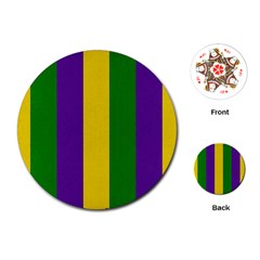 Mardi Gras Striped Pattern Playing Cards (round) 