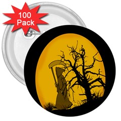 Death Haloween Background Card 3  Buttons (100 Pack)  by Nexatart