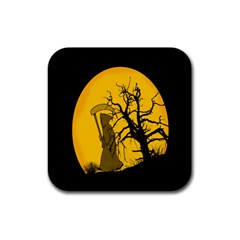 Death Haloween Background Card Rubber Coaster (square)  by Nexatart