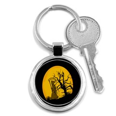 Death Haloween Background Card Key Chains (round)  by Nexatart