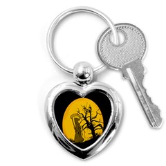 Death Haloween Background Card Key Chains (heart)  by Nexatart