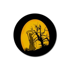 Death Haloween Background Card Rubber Coaster (round)  by Nexatart