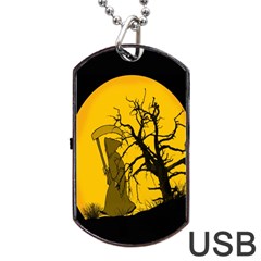 Death Haloween Background Card Dog Tag Usb Flash (one Side) by Nexatart