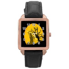 Death Haloween Background Card Rose Gold Leather Watch  by Nexatart