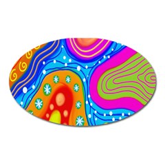 Doodle Pattern Oval Magnet