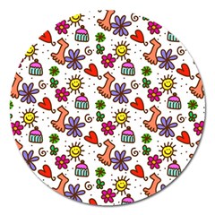 Doodle Wallpaper Magnet 5  (round) by Nexatart