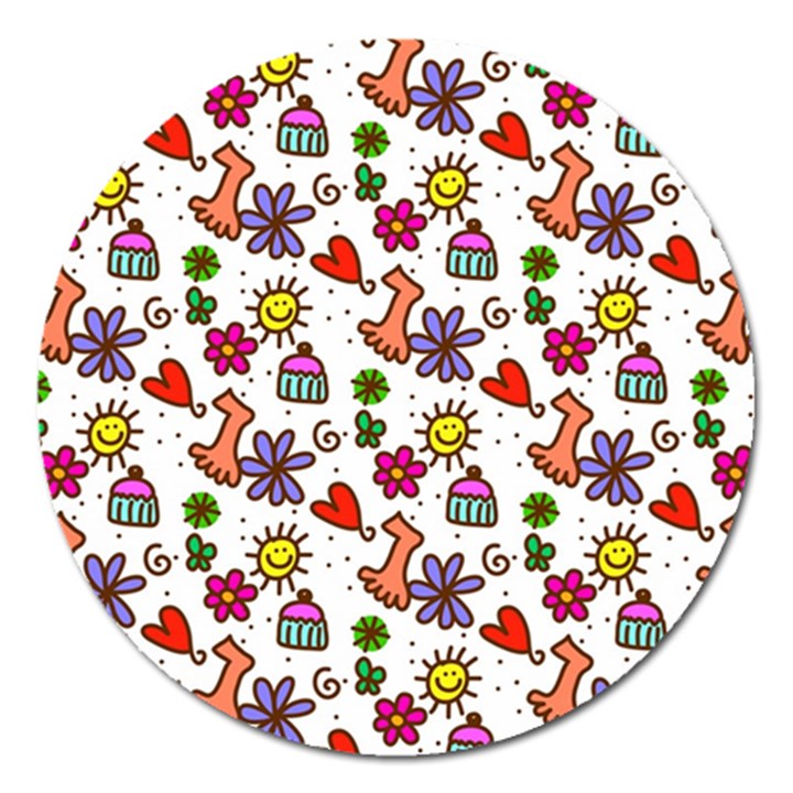 Doodle Wallpaper Magnet 5  (Round)