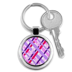 Diagonal Gingham Geometric Key Chains (round)  by Nexatart