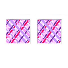 Diagonal Gingham Geometric Cufflinks (square) by Nexatart