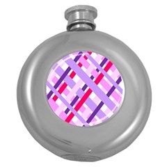 Diagonal Gingham Geometric Round Hip Flask (5 Oz) by Nexatart