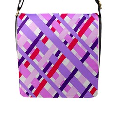 Diagonal Gingham Geometric Flap Messenger Bag (l)  by Nexatart