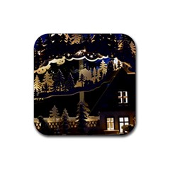 Christmas Advent Candle Arches Rubber Coaster (square)  by Nexatart