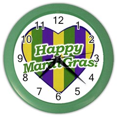 Happy Mardi Gras Logo Color Wall Clocks by dflcprints