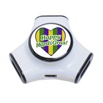 Happy Mardi Gras Logo 3-Port USB Hub Front