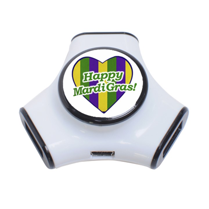 Happy Mardi Gras Logo 3-Port USB Hub