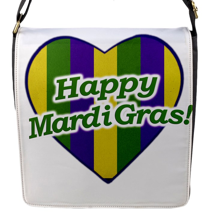 Happy Mardi Gras Logo Flap Messenger Bag (S)