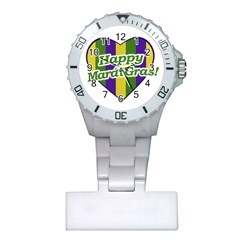 Happy Mardi Gras Logo Plastic Nurses Watch by dflcprints