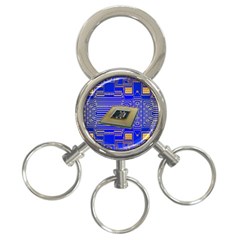 Processor Cpu Board Circuits 3-ring Key Chains by Nexatart