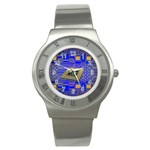 Processor Cpu Board Circuits Stainless Steel Watch Front