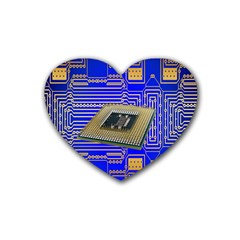 Processor Cpu Board Circuits Heart Coaster (4 Pack)  by Nexatart