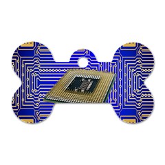 Processor Cpu Board Circuits Dog Tag Bone (one Side) by Nexatart