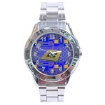 Processor Cpu Board Circuits Stainless Steel Analogue Watch Front