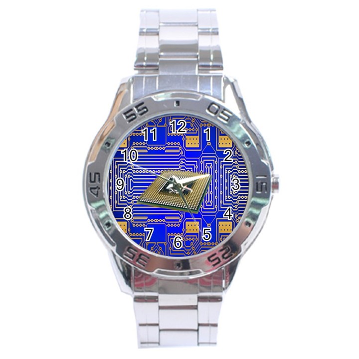 Processor Cpu Board Circuits Stainless Steel Analogue Watch